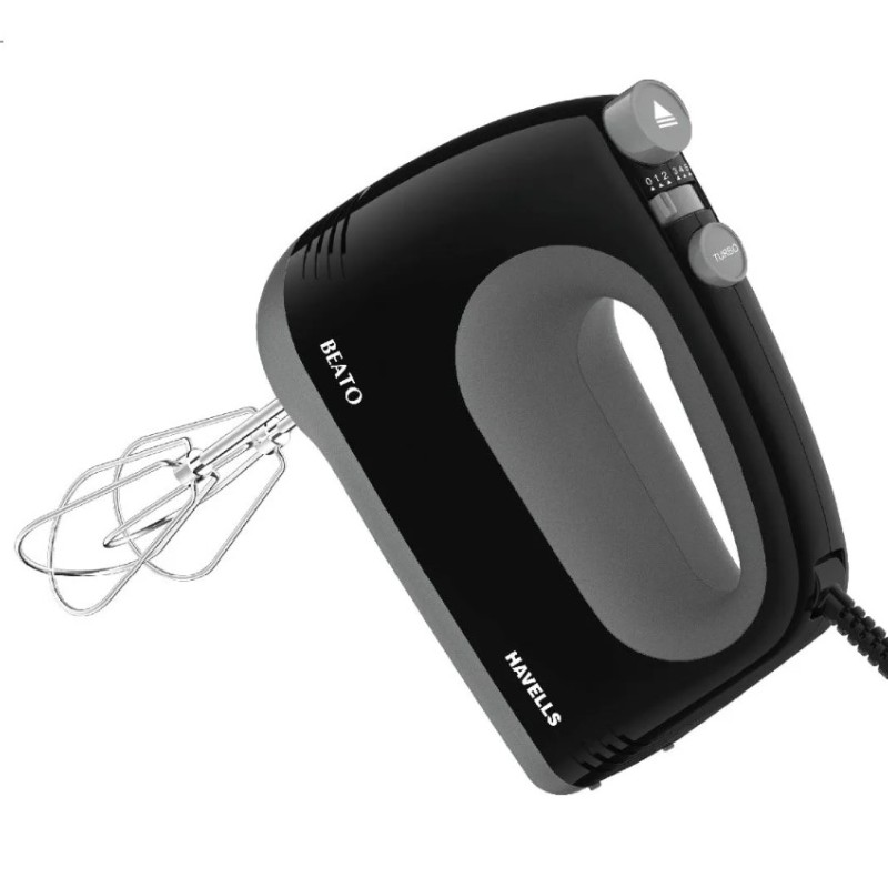 Havells Whisko 300 watt Hand Mixer with Single Eject Button, 5 Speed Turbo Function, Stainless Steel Hooks, 1.5m Long Cord, 1300 RPM and 2 Years Warranty