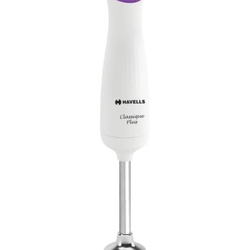 Havells Classique PLUS Low Noise 300 watt Hand Blender with Detachable Stainless Steel Stem, Double Bush,Copper Motor & 2 Years Warranty(Violet and white)