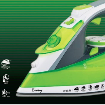 Havells Plastic Crony 2000 W Steam Iron With Auto Shut Off, Steam Burst, Vertical, Horizontal Ironing, Anti Drip, Self-Cleaning & Anti Calc Technology. (Grey-Green), 2000 Watt