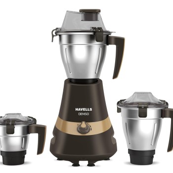 Havells Denso Heavy Duty 900 Watts 3 Jar Mixer Grinder | Ball Bearing Copper Motor | Large Break Resistant Alluminium Collar Jars with Flow Breaker | 2Yr Product & 5Yr Motor Manufacturer Warranty