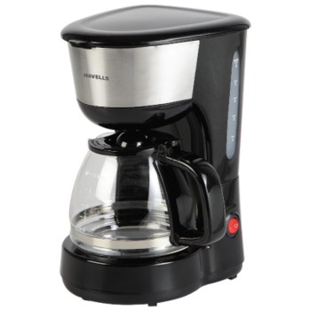 Havells Drip CAFE-N 6 -600 Watt 6 Cup filter coffee maker with Anti-drip valve and 2 year warranty (Stainless Steel and Black)