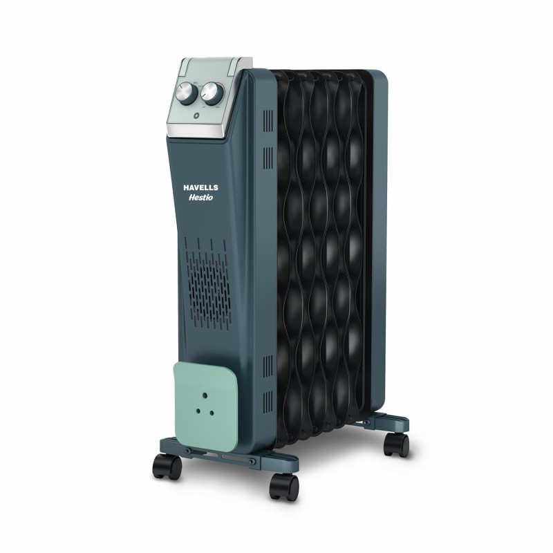 Havells Hestio 9 Wave Fin OFR 2400 Watt with 3 Heat Setting 800W/1200W/2000W and PTC Heater 400W (Blue and Black)