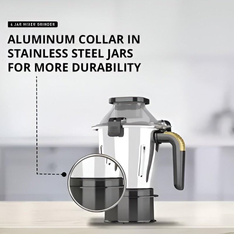 Havells Hexo Plus1100 watts 3 Jar Mixer Grinder I 2.5 Kg Double Ball Bearing Copper Motor I 22000 RPM I 100 Minutes Run Time I Metal Teeth Coupler and Jar Base I Black