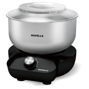 Havells Hygiene Grande Atta Kneader Dough Maker with 5L SS Bowl, Up to 1 KG Dough Maker, 4 Speed, Aluminium Dough Hook, Transparent Anti Splatter Lid with Lock, Hands Free Operation, 2 Yr Warranty