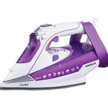 Havells Plastic Husky 2200 W Steam Iron With Auto Shut Off, Steam Boost, Vertical, Horizontal Ironing, Anti Drip, Self-Cleaning and Anti Calc Technology. (Purple), 2200 Watts