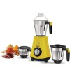 Havells Hydro 750 watt Mixer Grinder with 3 Wider mouth Stainless Steel Jar, Hands Free operation, SS-304 Grade Blade and 5 year motor warranty (Yellow)