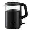 Havells MARINO Low Noise Glass Electric Kettle 1L|1200W Borosilicate Glass inner and Cool Touch Outer Body| Detachable LID|304 Rust Resistant SS Base|2 Yr Manufacturer Warranty (Black)