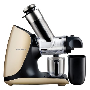 Havells Nutri Art Slow Juicer 200W|Larger Feeding Tube|Ceramic Auger|Lowest Speed 70 RPM|Pulp Controller|Reverse Button|Quick and Easy Cleaning|Lowest Noise|2Yr Warranty, 200 Watt - 200 Watts