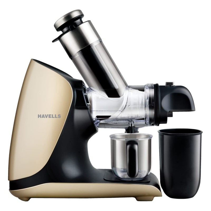 Havells Nutri Art Slow Juicer 200W|Larger Feeding Tube|Ceramic Auger|Lowest Speed 70 RPM|Pulp Controller|Reverse Button|Quick and Easy Cleaning|Lowest Noise|2Yr Warranty, 200 Watt - 200 Watts