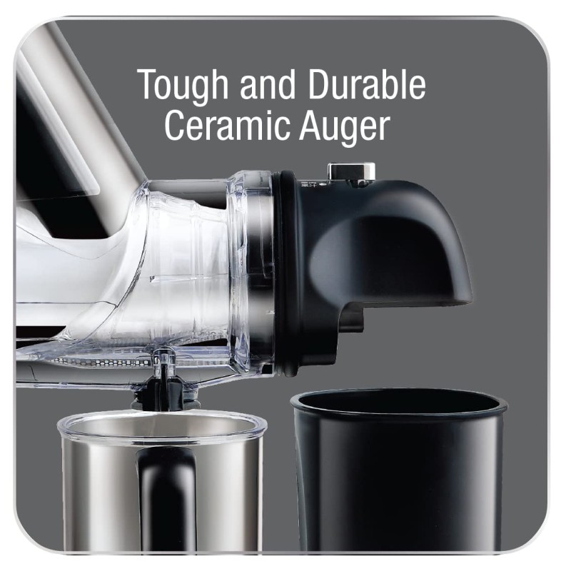 Havells Nutri Art Slow Juicer 200W|Larger Feeding Tube|Ceramic Auger|Lowest Speed 70 RPM|Pulp Controller|Reverse Button|Quick and Easy Cleaning|Lowest Noise|2Yr Warranty, 200 Watt - 200 Watts