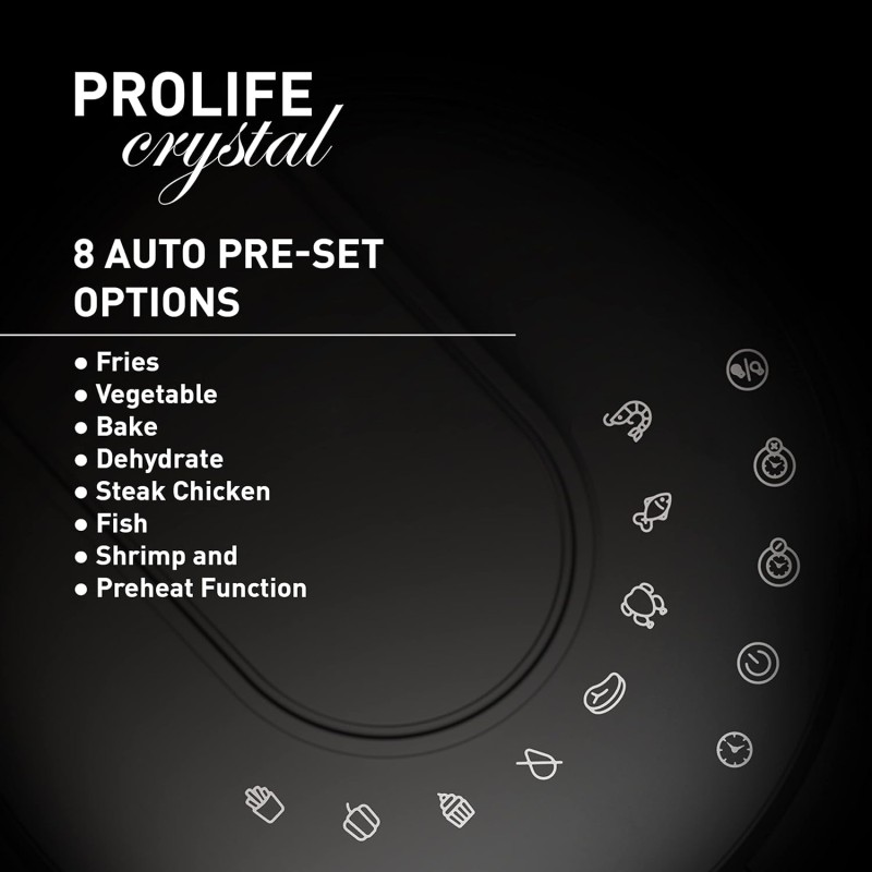 Havells Air Fryer Prolife Crystal | See-Through Window | 85% Less Oil | 5L Pan | 8 Presets Menu | Auto Restart | Touch Screen | Digital Display |Dehydrator Mode | 1500 Watt and 2 Year Warranty, 5 Liter