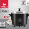 HAVELLS RISO Plus 1.8 L 2 Bowl Rice Cooker, 700 W, 1.8L,3 X Protection, 1 mm Thick 2 inner bowl, SS 304 stainless steel Lid(Black)