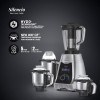 Havells Silencio Lowest Noise 4 Jar Mixer Grinder with HVDC Technology, Slow Speed Grinding, Double Layer Insulated Steel Jar, LED Display/Pre-Set Options and Hands free operation (Grey Black)500 Watts