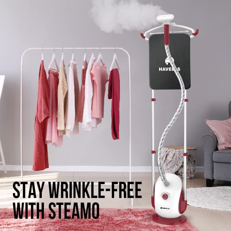 Havells Steamo 1800 Watt Garment Steamer (Red and White) (Ghggsbtr180), 1800 Watt