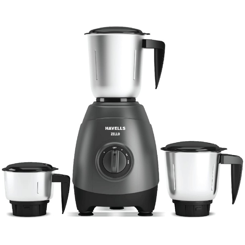 Havells Zello (3 Jar) Mixer Grinder (Grey),750 Watt