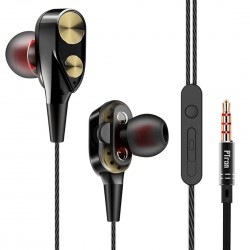 PTron Boom 2 4D Earphone Deep Bass Stereo Sport Wired Headphone with 3.5mm Jack for All Smartphones (Black/Gold)