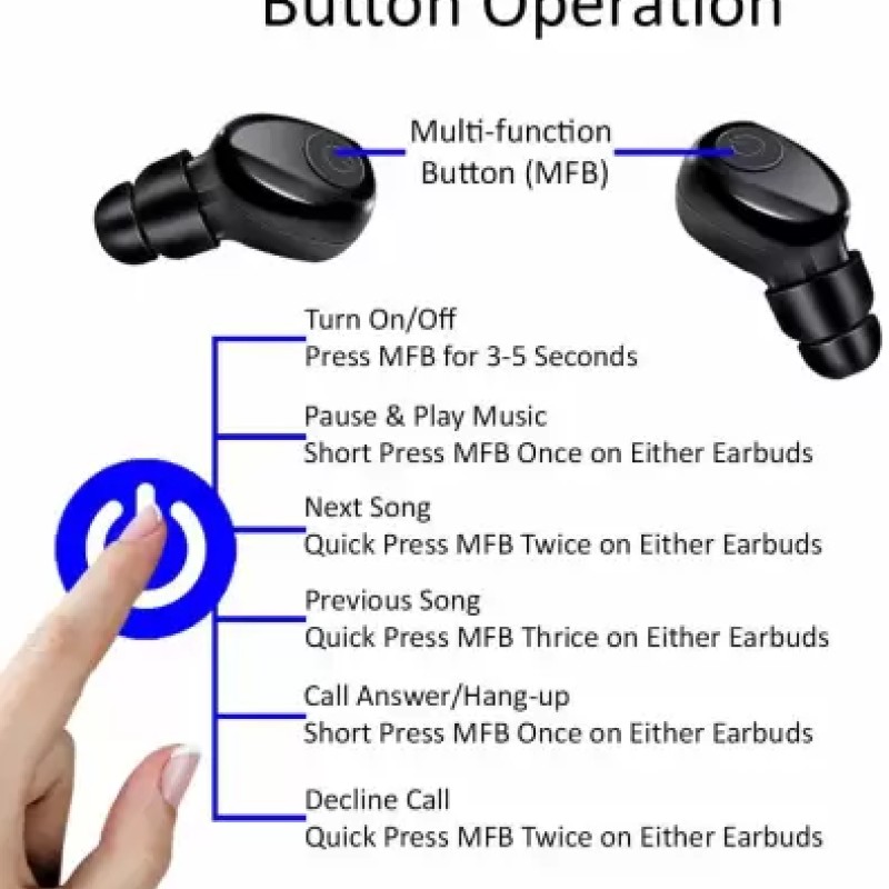 PTron Tango True Wireless Waterproof Twins v5.0 Bluetooth Headset  (Black, True Wireless)