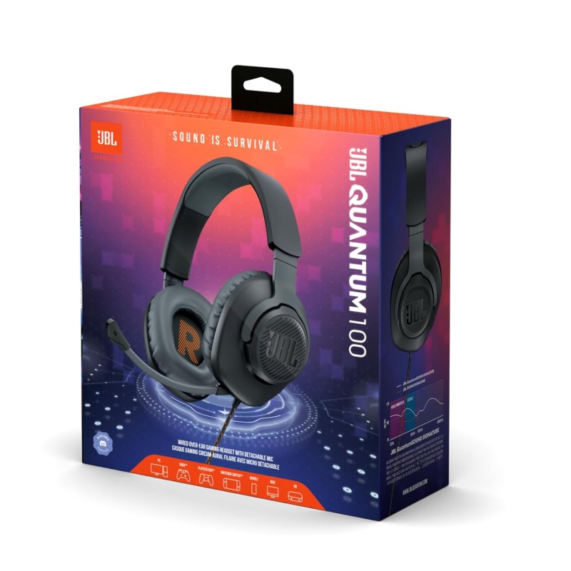 JBL Quantum 100 Wired Over Ear Gaming Headphones with Mic, 40mm Realistic Dynamic Drivers, Detachable Boom Mic, 1kHz Sensitivity, Memory Foam Cushioning, PC/Mobile/PS/Xbox/Nintendo/VR Compatible-Black JBL Quantum 100 Wired Over Ear Gaming Headphones with Mic, 40mm Realistic Dynamic Drivers, Detachable Boom Mic, 1kHz Sensitivity, Memory Foam Cushioning, PC/Mobile/PS/Xbox/Nintendo/VR Compatible-Black