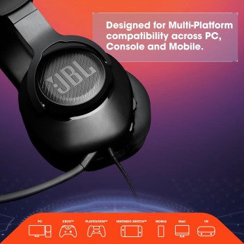 JBL Quantum 100 Wired Over Ear Gaming Headphones with Mic, 40mm Dynamic Drivers, Quantum Sound Signature,PC/Mobile/PS/Xbox/Nintendo/VR Compatible JBL Quantum 100 Wired Over Ear Gaming Headphones with Mic, 40mm Dynamic Drivers, Quantum Sound Signature,PC/Mobile/PS/Xbox/Nintendo/VR Compatible