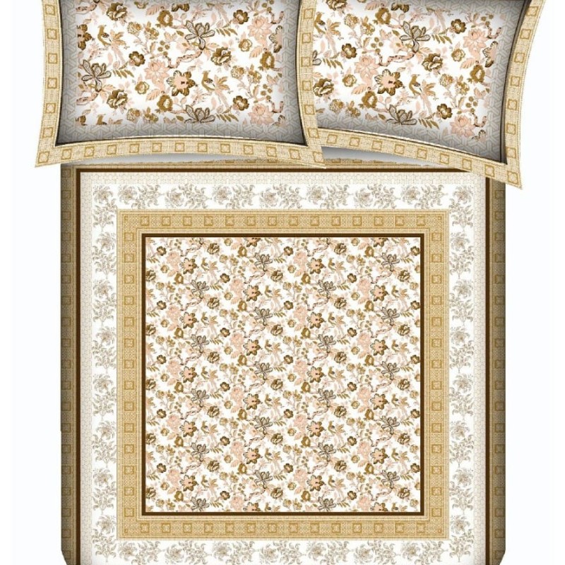Bella Casa, Double Bedsheet Set with 2 Pillow Covers 100% Cotton -Jypore Collection Bella Casa, Double Bedsheet Set with 2 Pillow Covers 100% Cotton -Jypore Collection