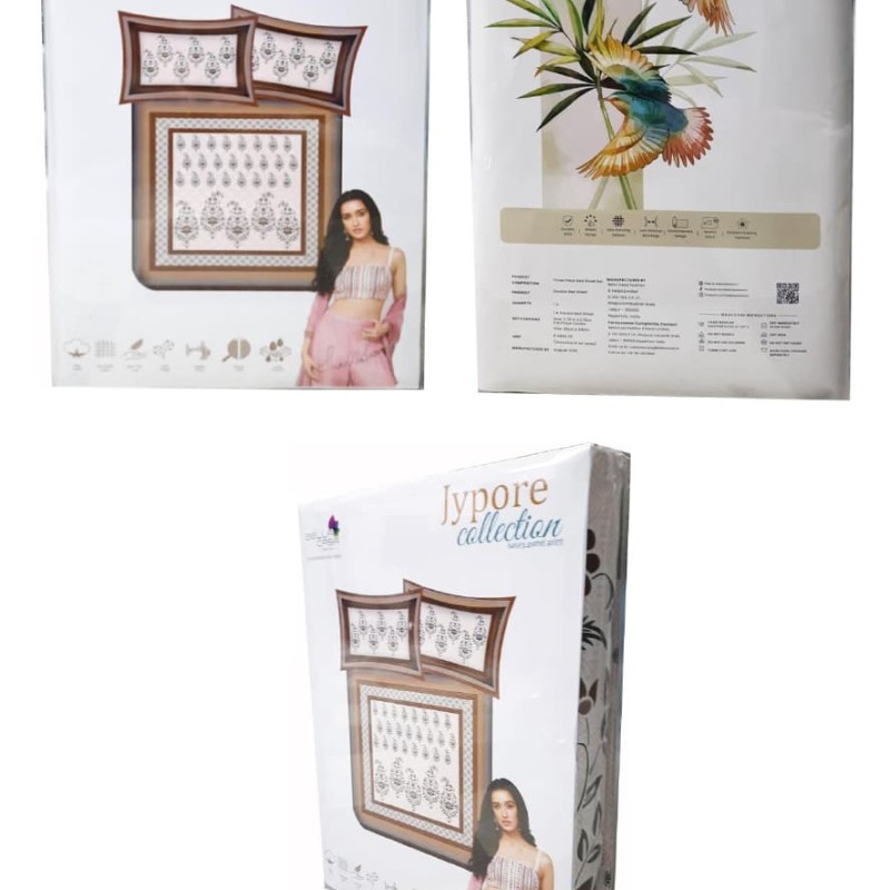 Bella Casa, Double Bedsheet Set with 2 Pillow Covers 100% Cotton -Jypore Collection Bella Casa, Double Bedsheet Set with 2 Pillow Covers 100% Cotton -Jypore Collection