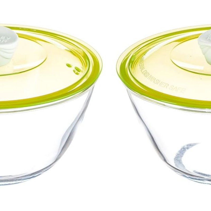 KINGSTON HIGH BOROSILICATE MIXING BOWL SET OF 2 PC1000 ML - GREEN LID                            