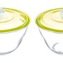 KINGSTON HIGH BOROSILICATE MIXING BOWL SET OF 2 PC1000 ML - GREEN LID                            