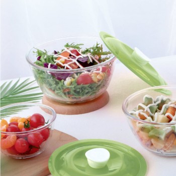 KINGSTON HIGH BOROSILICATE MIXING BOWL SET OF 2 PC1000 ML - GREEN LID KINGSTON HIGH BOROSILICATE MIXING BOWL SET OF 2 PC1000 ML - GREEN LID