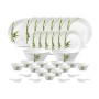 La Opala Diva Classique Collection Opal Glass Crockery | for Family of 6 | Dinner Set 33 pcs Fluted Green | Plates and Bowls for Dining | Microwave Safe | 100% Vegetarian | Extra Strong | White