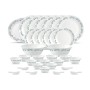 La Opala Diva Classique Collection Opal Glass Crockery | for Family of 6 | Dinner Set 33 pcs Lavender Dew | Plates and Bowls for Dining | Microwave Safe | 100% Vegetarian | Extra Strong | White