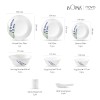 La Opala Novo Collection Opal Glass Crockery | for Family of 8 | Dinner Set 46 pcs English Lavender | Plates and Bowls for Dining | Microwave Safe | 100% Vegetarian | Extra Strong | Light and White