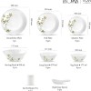 La Opala Novo Collection Opal Glass Crockery | for Family of 8 | Dinner Set 46 pcs Vivid Greens | Plates and Bowls for Dining | Microwave Safe | 100% Vegetarian | Extra Strong | Light and White