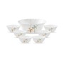 La Opala Novo Collection Opal Glass Crockery | Gift Set of 7 | Pudding Set 7 pcs Autumn Flower | Bowls for Desserts and Gifting | Microwave Safe | 100% Vegetarian | Extra Strong | Light and White