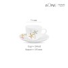 La Opala, Novo Collection Opal Glass Crockery | Cup and Saucer Lily, Set of 12 | Autumn Flower, 150 ml | for Tea and Coffee | Microwave Safe | 100% Vegetarian | Extra Strong | Super Light | Super White