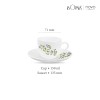 La Opala, Novo Collection Opal Glass Crockery | Cup and Saucer Lily, Set of 12 | Lush Greens, 150 ml | for Tea and Coffee | Microwave Safe | 100% Vegetarian | Extra Strong | Super Light | Super White