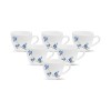 La Opala, Novo Collection Opal Glass Crockery | Cup Lily, Set of 6 | Blue Orchids, 150 ml | for Tea and Coffee | Microwave Safe | 100% Vegetarian | Toughened Extra Strong | Super Light | Super White