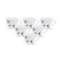La Opala, Novo Collection Opal Glass Crockery | Cup Lily, Set of 6 | Blue Orchids, 150 ml | for Tea and Coffee | Microwave Safe | 100% Vegetarian | Toughened Extra Strong | Super Light | Super White