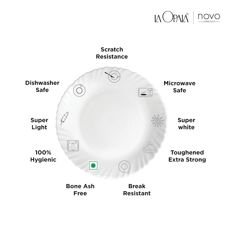 La Opala, Novo Collection Opal Glass Crockery | Cup Lily, Set of 6 | Blue Orchids, 150 ml | for Tea and Coffee | Microwave Safe | 100% Vegetarian | Toughened Extra Strong | Super Light | Super White