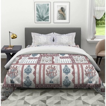 Bella Casa, Double Bedsheet Set with 2 Pillow Covers 100% Cotton -Lavender