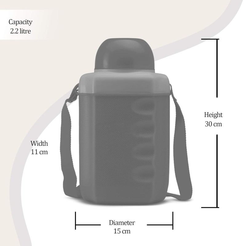 Milton Cruiser Insulated Plastic Water Bottle, 2200 ml, Blue (Pack of 1)