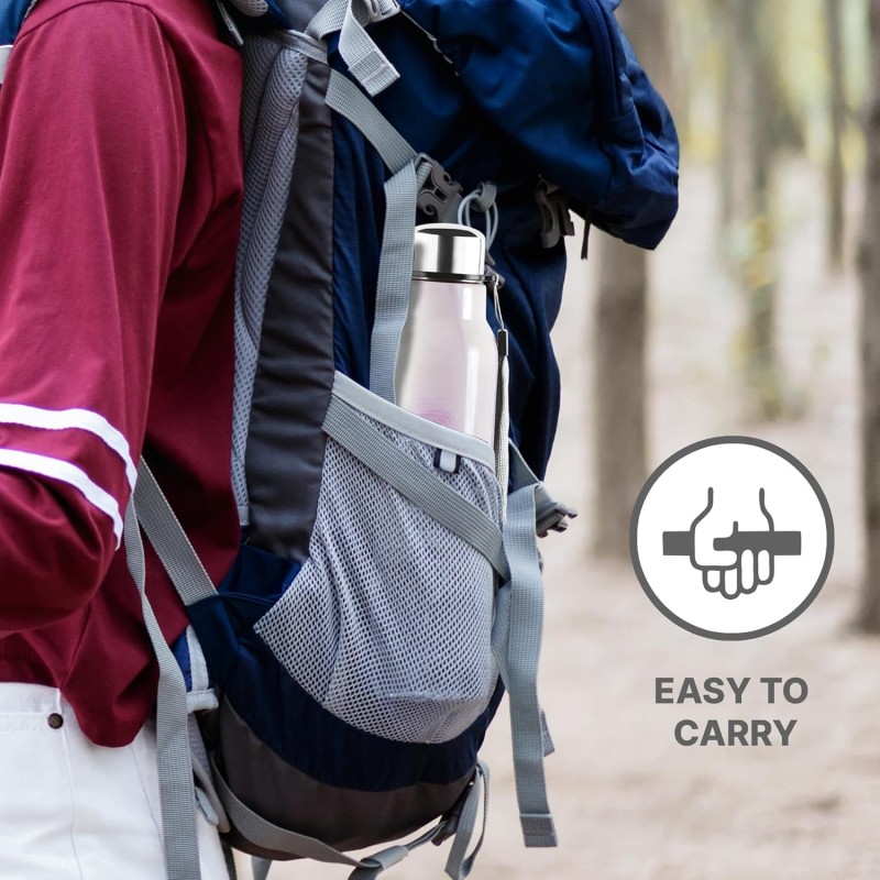 Milton Steel Marble 600 Leak Proof, Hot and Cold, Wide Mouth and Easy to Open Insulated Inner Steel Outer Plastic Water Bottle, 520 ml, Voilet, School | Office | Travel Bottle