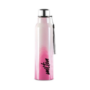 Milton Steel Marble 900 Leak Proof, Hot and Cold, Wide Mouth and Easy to Open Insulated Inner Steel Outer Plastic Water Bottle, 630 ml, Pink, School | Office | Travel Bottle
