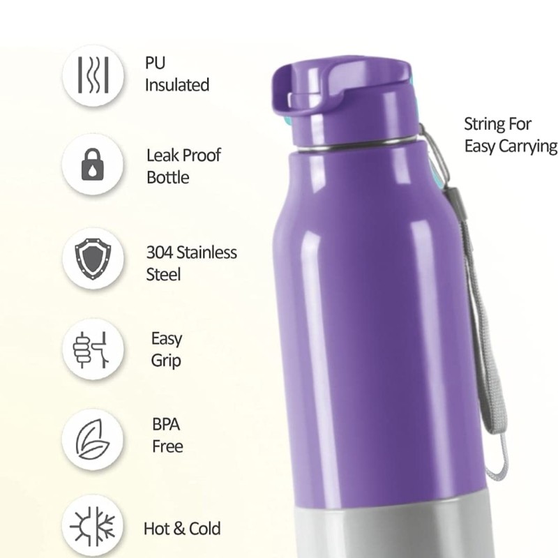 Milton Steel Sprint 900 Insulated Inner Stainless Steel Water Bottle, 630 ml, Purple | Hot or Cold | Easy Grip | Leak Proof | School | Office | Gym | Hiking | Treking | Travel Bottle Milton Steel Sprint 900 Insulated Inner Stainless Steel Water Bottle, 630 ml, Purple | Hot or Cold | Easy Grip | Leak Proof | School | Office | Gym | Hiking | Treking | Travel Bottle
