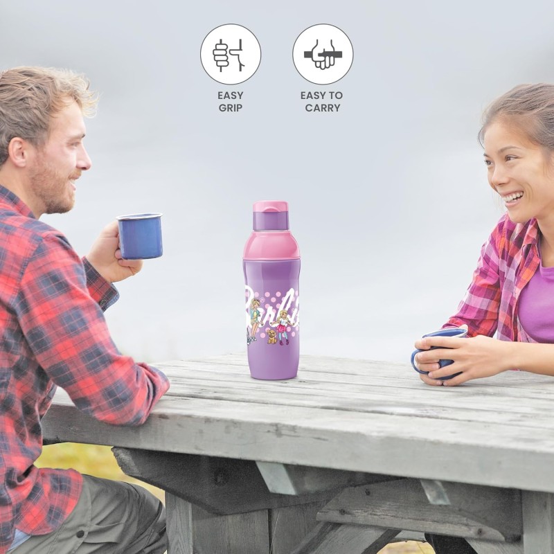 Milton Steel Barbie 900 Insulated Inner Stainless Steel Kids Water Bottle, 520 ml, Pink and Purple | PU Insulated | Hot and Cold | Easy to Carry | Leak Proof