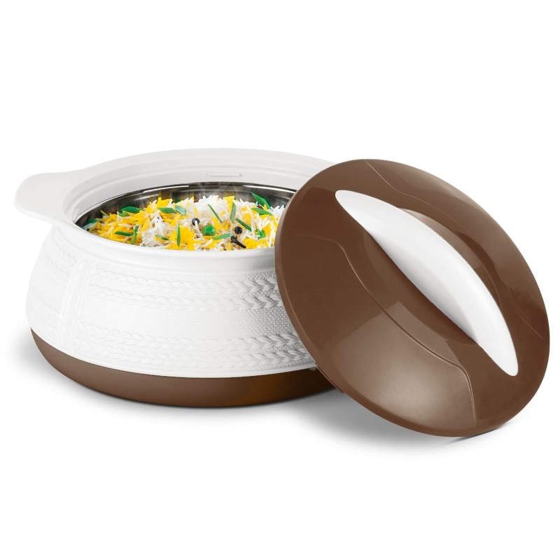 MILTON Adore 1500 Insulated Casserole, 1.25 litres, White | BPA Free | Food Grade | Hot and Cold