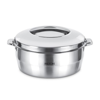 MILTON Empress 1500 Stainless Steel Casserole, 1500 ml, Silver | Double Walled | PU Insulated | Hot and Cold | Food Grade | Easy to Lift Handle | Hygienic | Odourless