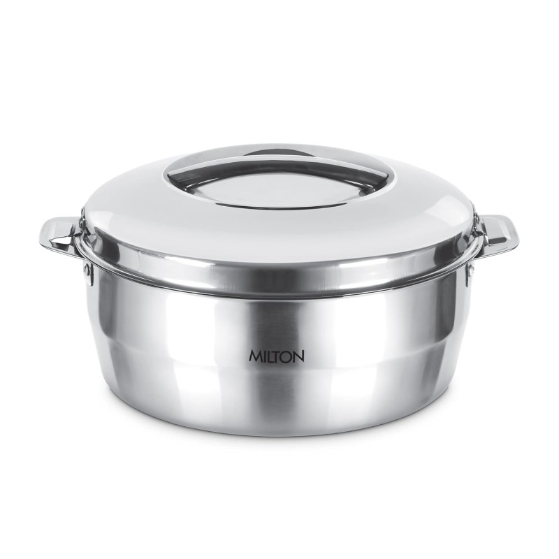 MILTON Empress 1500 Stainless Steel Casserole, 1500 ml, Silver | Double Walled | PU Insulated | Hot and Cold | Food Grade | Easy to Lift Handle | Hygienic | Odourless