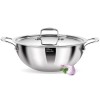 MILTON Pro cook Triply Deep Kadhai with Stainless Steel Lid, 28 cm, 5.5 litres, Silver | 3 Years Warranty | Dishwasher | Induction | Hot Plate | Flame Safe