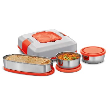 MILTON Euroline Flatron Electric Stainless Steel Tiffin, Grey Ivory