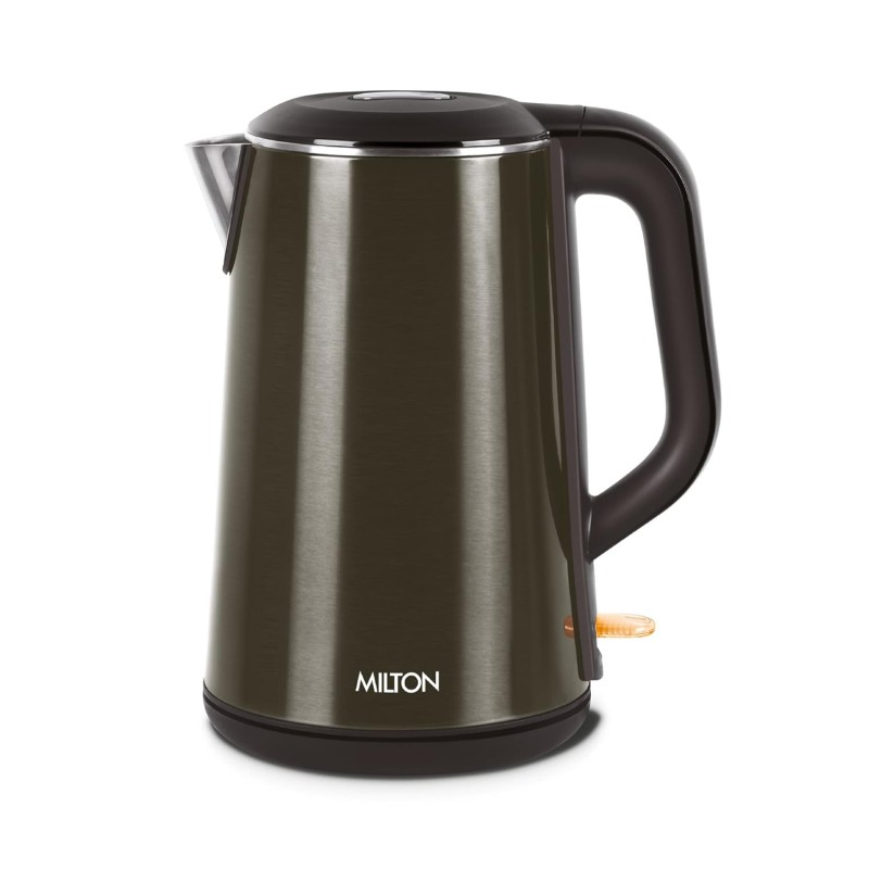 Milton Euroline Hagen Electric Kettle,1.8 Litre, Stainless Steel, Double Walled, Cool Touch Outer Body with Auto Shut Off, Power Indicator, Dry Boil and Excess Steam, 1500 Watts, Black